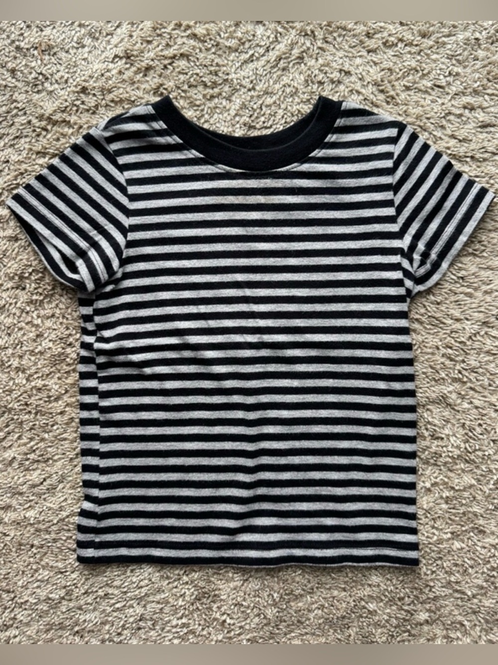 Cat & Jack Toddler Black Gray Striped Short Sleeve Tee 18M